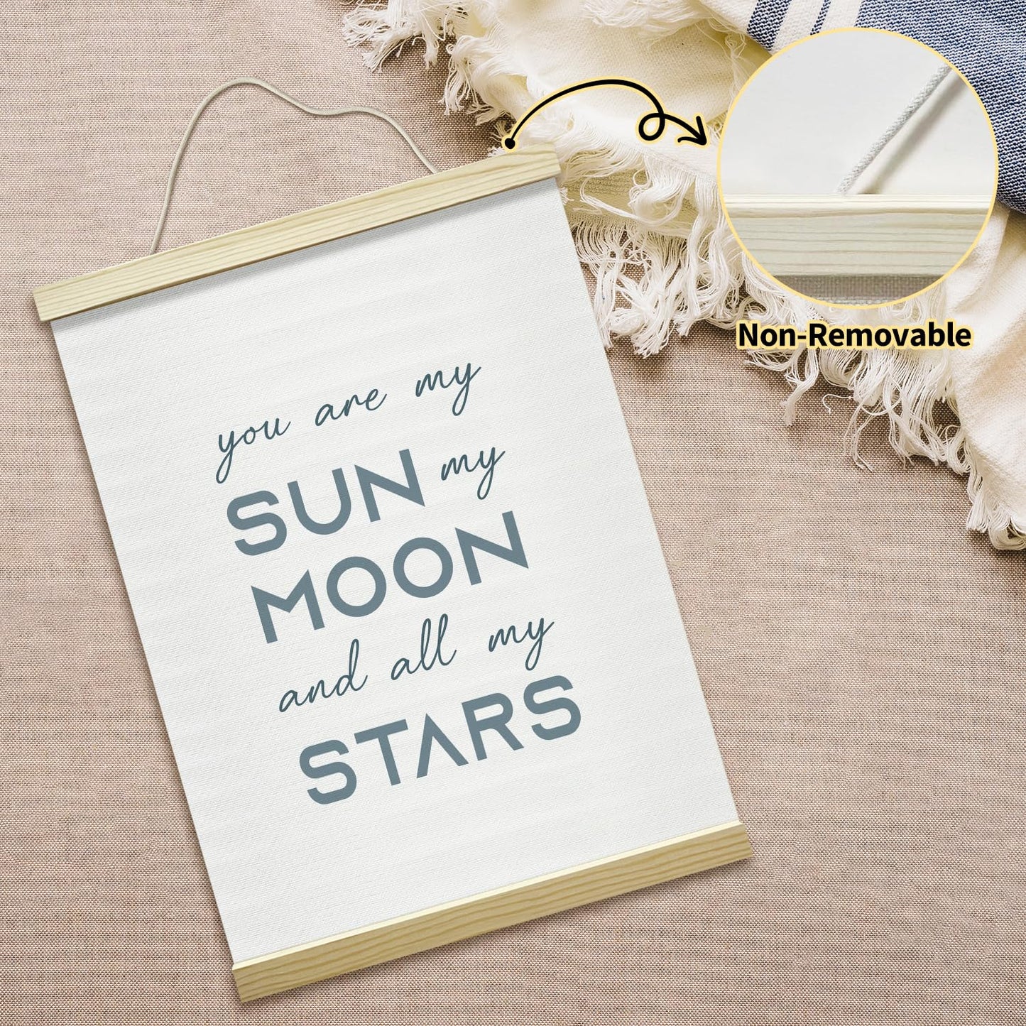 mermermu You are My Sun My Moon and All My Stars Poster Hanger Frame, Positive Posters Canvas Wall Art for Home Nursery Living Room Kids Bedroom Decor, 12x16 Inches -024