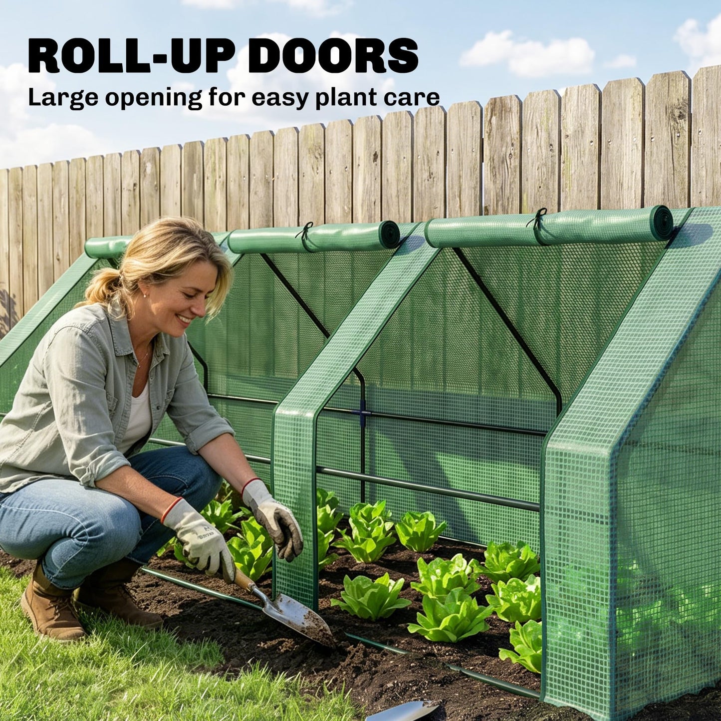 Outsunny 9' x 3' x 3' Mini Greenhouse with Zippered Doors & Roll-up Windows, Portable Plant Hot House with PE Cover, Water Resistant, UV Protected for Outdoor Flowers, Vegetables, Green