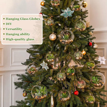 GlikCeil 12 Pcs 5.3'' 3.9'' 3.15'' Hanging Glass Tealights Candle Holder Large Globes Fillable Plant Clear Terrarium Orbs Air Plants Holder with Fishing Line Wedding Centerpiece Tree Decor