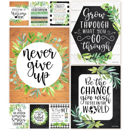 Hadley Designs Motivational Poster for Classroom Decor - 9 Growth Mindset Classroom Posters Elementary, Inspirational Wall Decor Middle School, Teacher Must Haves, Farmhouse Bulletin Board Decorations