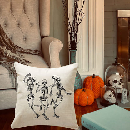 MFGNEH Halloween Decorations Skull Pillow Covers, Home Decor Cotton Linen Sofa Throw Pillow Case Cushion Cover 18" x 18"