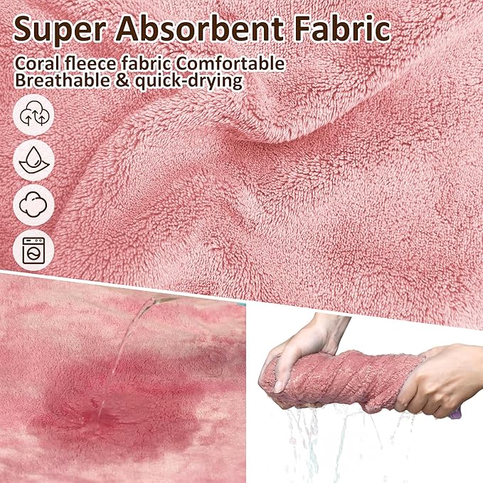 Soft Dog Bathrobe Fast Drying Dog Coat, Super Absorbent Dog Towels for After Bath, Microfiber Pet Robe Adjustable Collar & Belly Warm Keeping Dogs Coat for Pet Dogs & Cats (Pink, XX-Large)