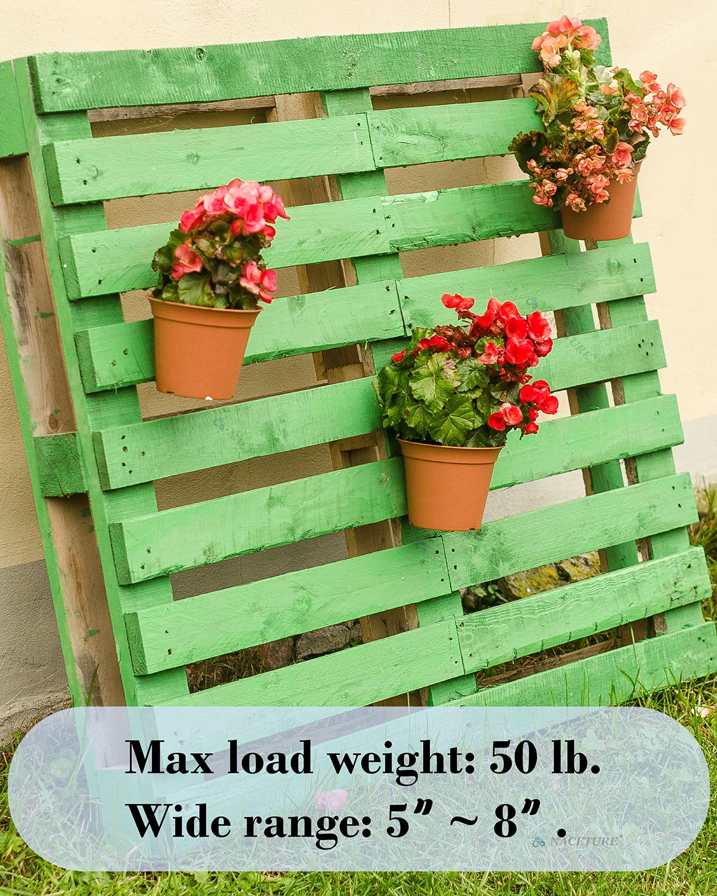NACETURE 12 Pack Stainless Steel Plant Hangers Flower Pot Clips - Outdoor Wall Hook Metal Plant Stand Holds 5" to 8" Standard Flower Pot