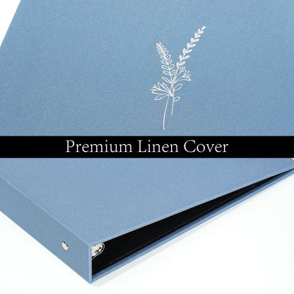 Premium Linen 3 Ring Binder 1 Inch - Decorative Hardcover Binder with Round Rings, Holds 8.5 x 11 Letter Size Paper for School, Office, Home Organization & Presentation, Wheat, Blue