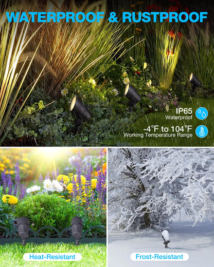 SUNVIE 6W Low Voltage Landscape Lighting LED Spotlights Waterproof Black 4 Pack Model CLWS0604C