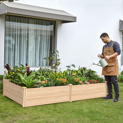 SPECRAFT 15 Inch Depth 8x4 FT Deep Wooden Raised Garden with Open Base, Extra Large Planter Box for Deep-Rooted Plants, Ideal for Outdoors, Patio, Backyard