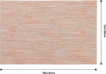 Leetaltree Coral Placemats Set of 8 - Heat Resistant Non-Slip Place mats for Dining Table, Washable Durable PVC Vinyl Woven Table Mats（Coral, 8）