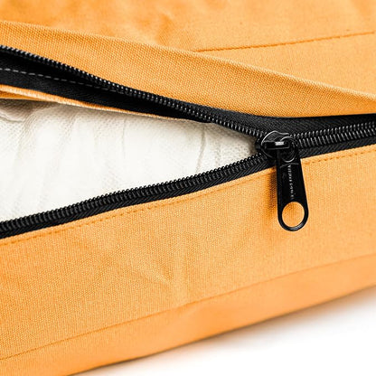 WHITEDUCK Outdoor Dog Bed Heavy-Duty 12oz Canvas, Water-Repellent Cotton, Machine Washable Removable Cover with Full-Length Zipper, Dog Bed for Large Dogs & Crate, (Tan) 28" Lx20 Wx4.3 th (S)