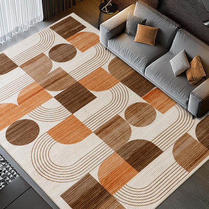 QDUIDU Large Machine Washable 6x9 Area Rug, Soft Modern Geometric Abstract Orange Rugs for Bedroom Living Room, Non-Shedding Faux Wool Indoor Throw Floor Carpet for Office Entryway Dining Room Decor