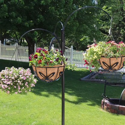 VICHOCCA Hanging Planter with Coco Coir Basket Liner - Round Wire Plant Holder for Outdoor Lawn Patio Balcony Garden Deocr, Butterfly Pattern Outside 10 Inch Plants Pot, 2 Pack
