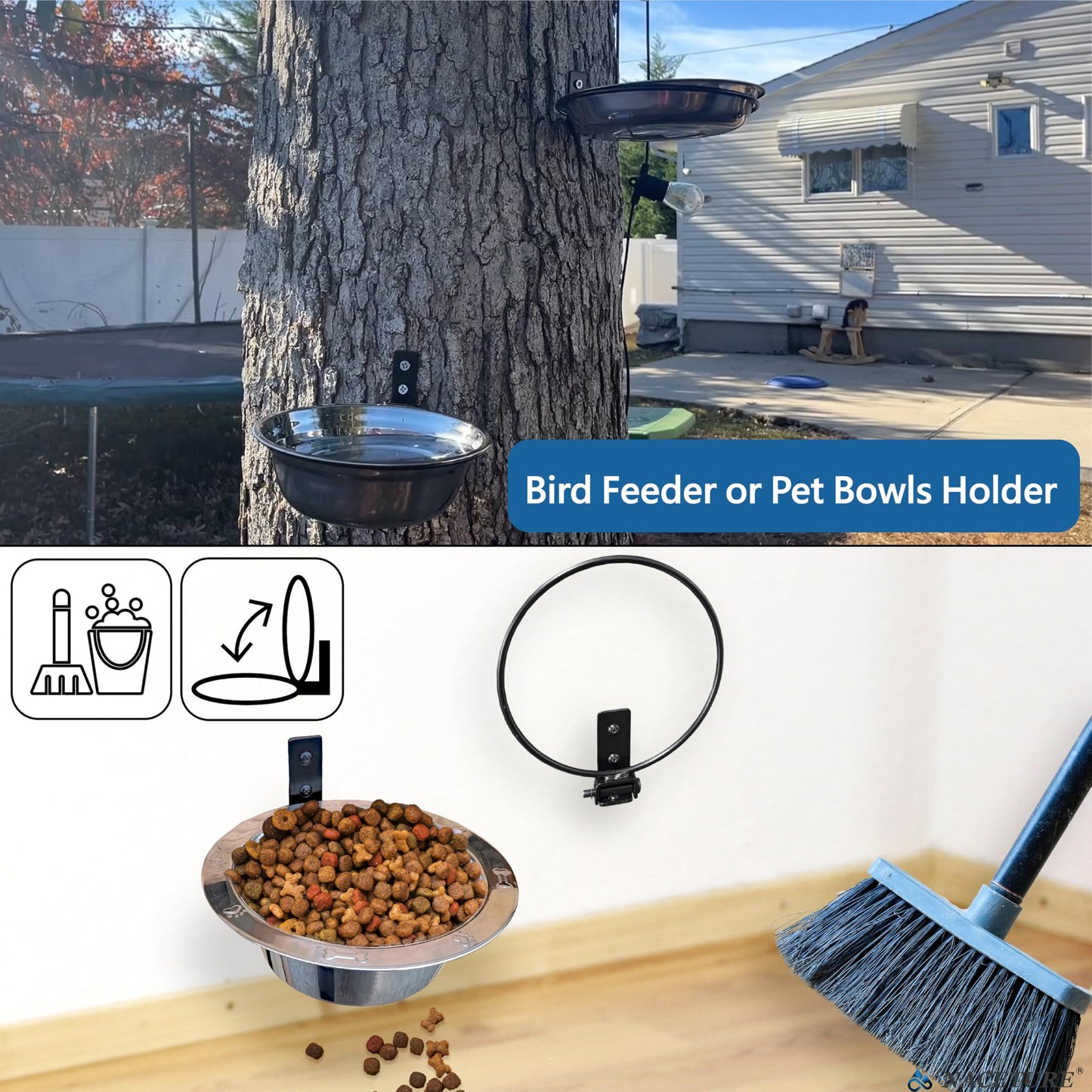 NACETURE Flower Pot Holder Ring for Wall Mount Foldable – Heavy Duty Round Metal Planter Hooks Hangers - Fence Pot Plant Holders Hanging Bracket for Outdoor Indoor (6 Inch 6 Pack)