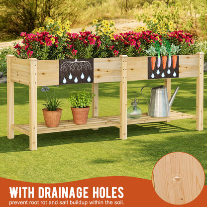 GHWIE Raised Garden Bed with Legs Elevated Wood Planter Box for Planting Vegetables Flowers Garden Patio Balcony Garden beds Outdoor with Liner