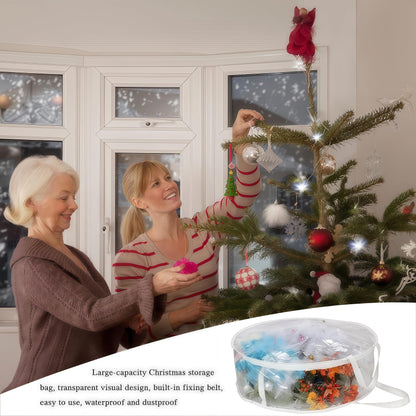2Pcs Christmas Wreath Storage Container 24 Inch Clear Wreath Storage Bags Round Durable Wreath Bags Clear Everyday Bag with Dual Zippers and Sturdy Handles for Holiday Christmas Wreaths（Medium）
