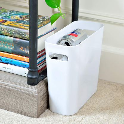 Youngever 1.5 Gallon Slim Trash Can, Plastic Garbage Container Bin, Small Trash Bin with Handles for Home Office, Living Room, Study Room, Kitchen, Bathroom (1 Pack White)