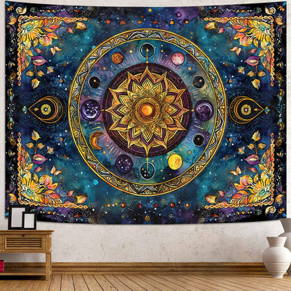 Lunerfex Mandala Solar System Tapestry Boho Tapestry for Bedroom Galaxy Tapestries Wall Hanging Living Room Wall Art and Home Decor 70x90