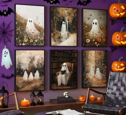 Vintage Halloween Posters Wall Art, 6Pcs, 8x10in