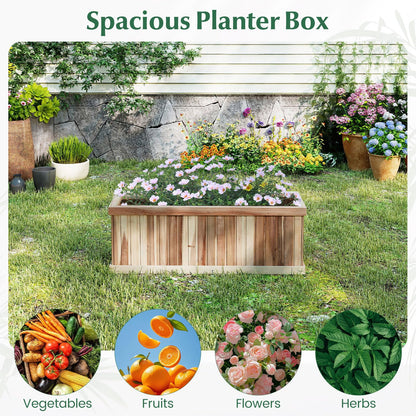 Giantex Acacia Wood Raised Garden Bed, Rectangular Planter Box w/Drainage Gaps, Floor Standing Window Mount for Flower Vegetable Herb Fruit, Outdoor Plant Container for Backyard, Lawn, 36"x12"x12"