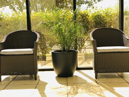 Kante 18 Inch Dia Round Concrete Planter, Indoor Outdoor Large Plant Pot with Drainage Hole and Rubber Plug for Home Patio Garden, Charcoal