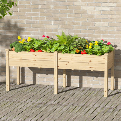 Yardenaler 72x23x30in Raised Garden Bed with Legs, 2x6FT Outdoor Elevated Wood Planted Box with Divider Panel & Drainage Hole for Vegetable Flower, Backyard and Patio, Natural