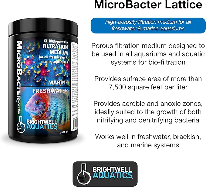 Brightwell Aquatics "MicroBacter Lattice-Nitratz", Nitrate-Reducing Natural Filtration Media for all Aquariums, 250 ml