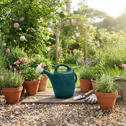 Union Products Watering Can, 2 Gallon Plastic Gardening Water Jug with 2 Handles for Garden, Indoor Plants, and Outdoor Flower Pots, Green
