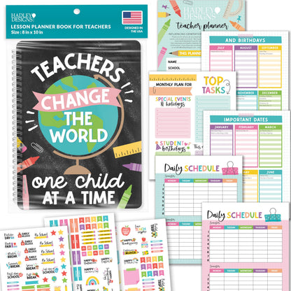 Hadley Designs Teacher Planner 2025-2026 – Lesson Planner Book for Teachers Must Haves, Undated Teacher Planners, Lesson Plan Notebook, Homeschooling Planners, Teachers Appreciation Gifts