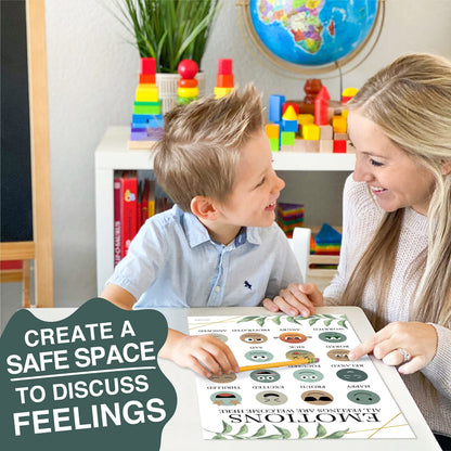 Hadley Designs Feelings Chart for Classroom Must Haves -Emotions Chart for Toddler Calm Down Corner Supplies,Feelings Wheel, Mental Health & Social Emotional Learning Posters, Greenery Classroom Decor