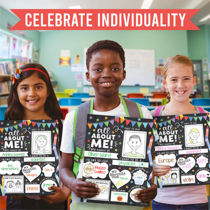 Hadley Designs All About Me Posters for Classroom Must Haves - 20 Star Student Poster, 100 Days of School Items, Star of The Week Poster Elementary Classroom Decor, End of School Year Teacher Supplies