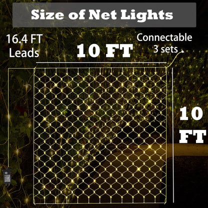 LED Net Lights, 270L 10×10 FT Outdoor Mesh Lights for patio, Pergolas