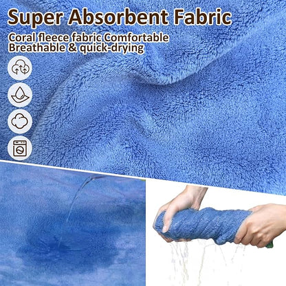 Soft Dog Bathrobe Fast Drying Dog Coat, Super Absorbent Dog Towels for After Bath, Microfiber Pet Robe Adjustable Collar & Belly Warm Keeping Dogs Coat for Pet Dogs & Cats (Blue, X-Large)
