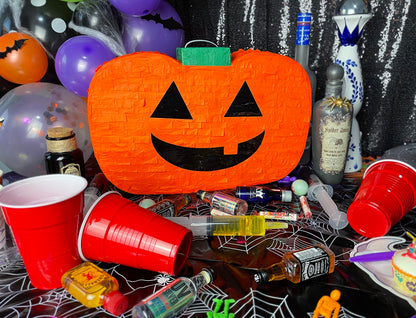 Jergrim Halloween Pumpkin Piñata 4-piece set 16"x11" Perfect for Halloween Party Decorations, Photo Prop, Jack-O'-Lanthern, October Birthday, Funny, Scary and Spooky, Fits candy/favors
