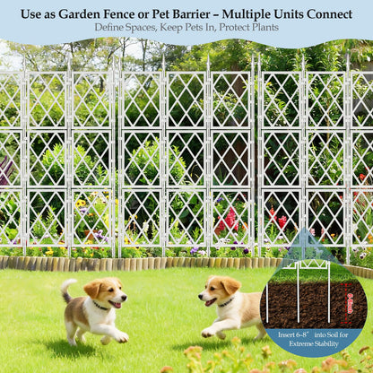DEVISEFUN 5.25FT Garden Trellis for Climbing Plants Outdoor, White Iron Pipe Support Fence, Metal Wall Trellis Climbing Frame, Trellis for Potted Plants Indoor for Ivy Vines Vegetable Flower