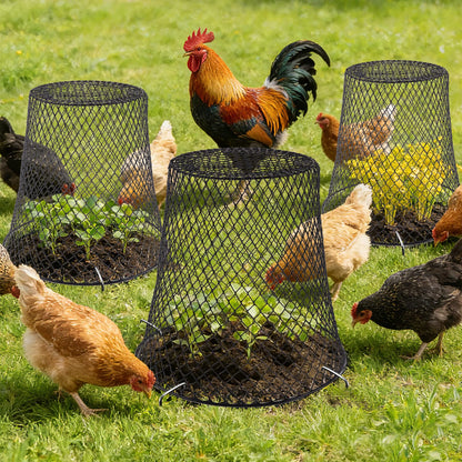 Cyrico 12 Pcs Plant Protectors from Animals, Chicken Wire Cloche Kit with Stakes and Labels, Metal Mesh Garden Cloches Keeps Out Rabbits, Squirrels and Birds for Seedlings Vegetables Flowers Outdoor