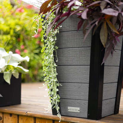 Mayne Vista 22in Outdoor Planter 2-Pack- Modern Tall Tapered Design with Drainage Hole for All Season Use - Ideal Front Porch Decor & Patio Planter - Easy Assembly
