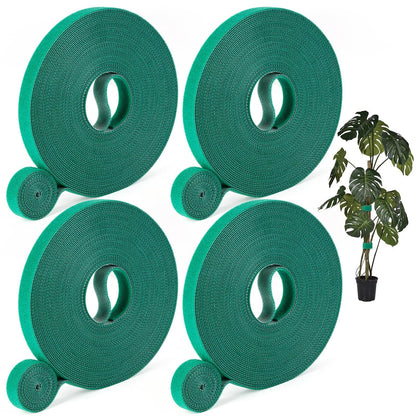 GCTWFYK 4 Roll Plant Tape Garden Ties, 131 Ft Green Plant Ties for Climbing Plants, 1/2" Adjustable Twist Ties for Plants Support, Reusable Nylon Gardening Tape for Growing, Home, Office