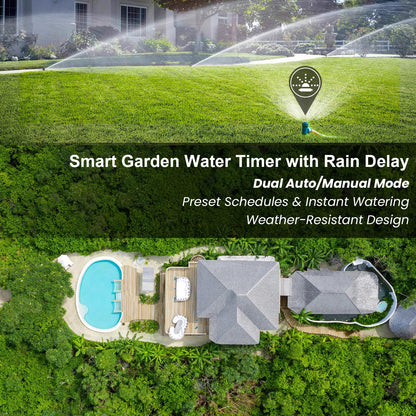 XinFuture Water Timer for Outdoor Garden Hose, Sprinkler Timer for Garden Faucet with Auto/Manual/Rain Delay Mode, Sprinkler Irrigation Controller for Yard Lawn (1 Zones Brass Inlet & Outlet)