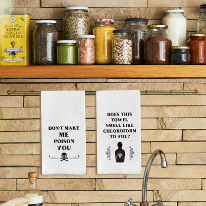 Qpenm Funny Kitchen Towels - Set of 2, Dish Towels with Saying, Tea Towels, Kitchen Decor, Housewarming Gifts, Black