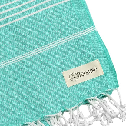 Bersuse Towels Anatolia XL Beach Blanket Throw Blanket Turkish Towel 100% Cotton Extra-Large Quick-Dry Lightweight Premium Peshtemal Towel - 61x82 Inches, Mint Green (Set of 6)