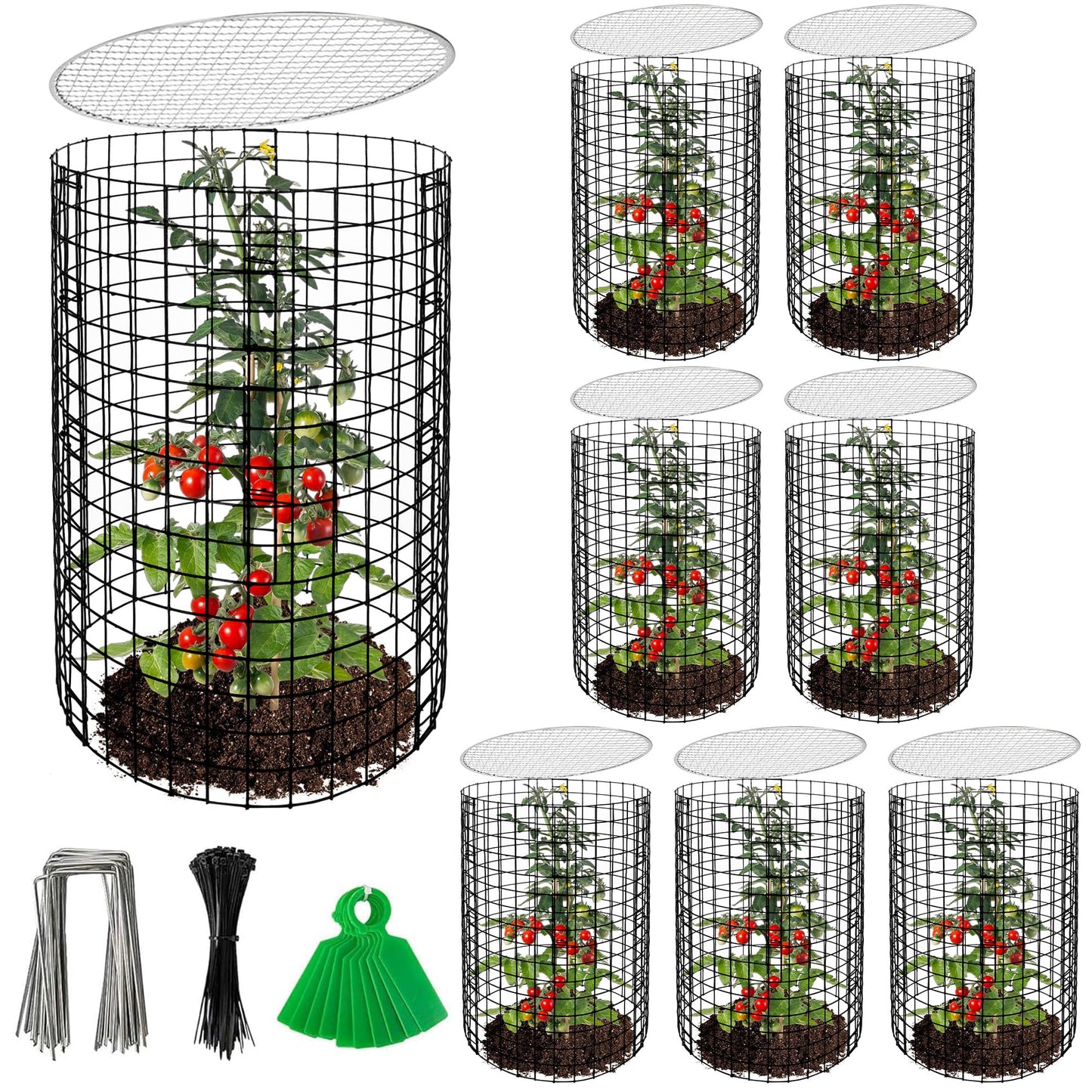 Adnee 8 Pack Wire Plant Protector with Cover-20" x 11" Detachable Metal Plant Protectors Mesh-Garden Plant Protectors for Flower Vegetable to Keep Animals Out
