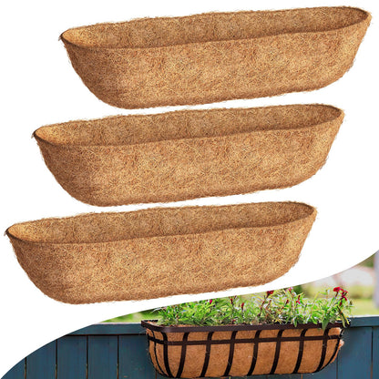 Fansile 30 inch 3 Pack Trough Coco Liners, Natural Coconut Coir Fiber for Wall Basket Planters, Window Box Liners, Garden Planter Baskets, Fence Flower Baskets