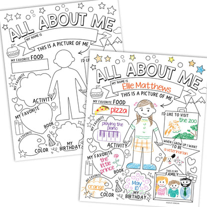 Hadley Designs All About Me Posters for Classroom Must Haves - 20 Star Student Poster, 100 Days of School Items, Star of The Week Poster Elementary Classroom Decor, End of School Year Teacher Supplies