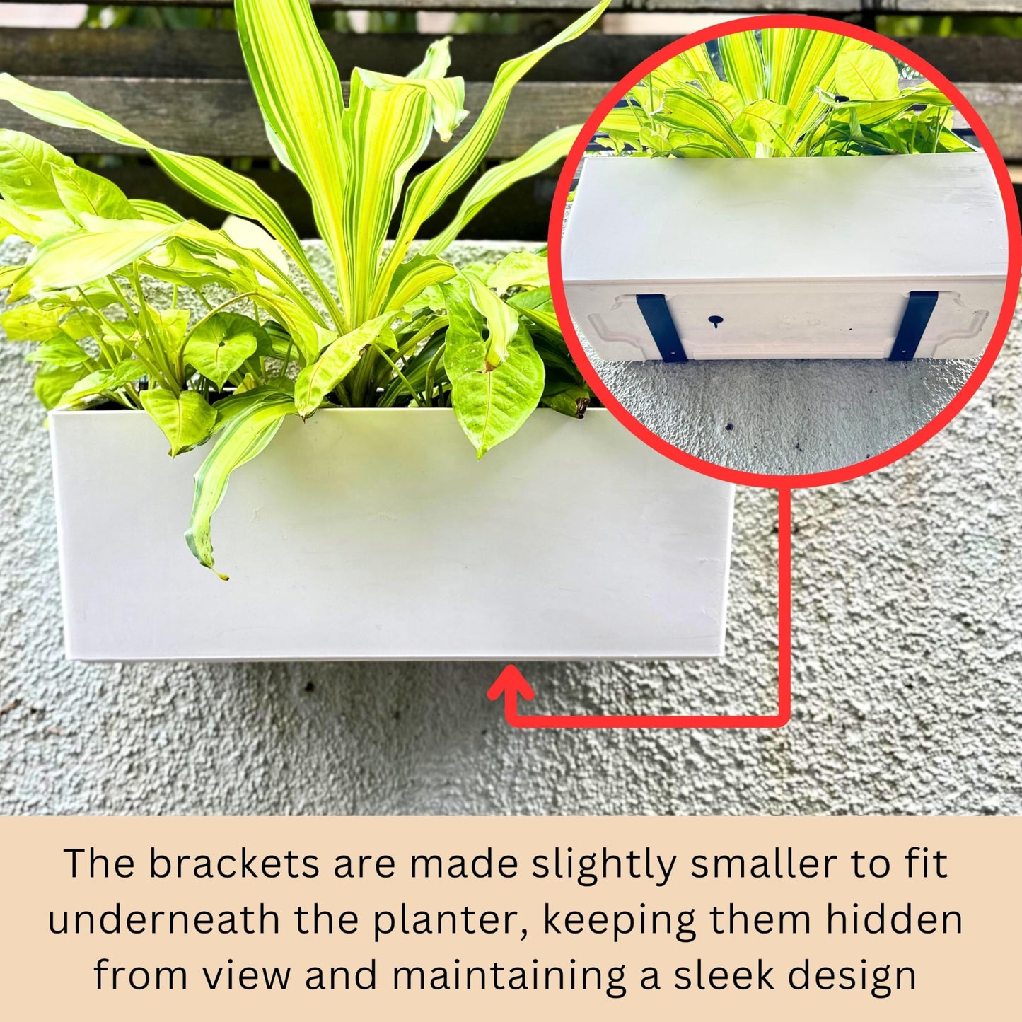 LaLaGreen Bundle- 4 Pack, 14 Inch Rectangular Self Watering Planter + 2 Pack, 11 Inch Round Self Watering Basket Rattan Style Balcony Flower Pot Window Wall Mount Plants Boxes Modern Home Garden Decor