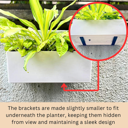 LaLaGreen Bundle- 4 Pack, 14 Inch Rectangular Self Watering Planter + 2 Pack, 11 Inch Round Self Watering Basket Rattan Style Balcony Flower Pot Window Wall Mount Plants Boxes Modern Home Garden Decor