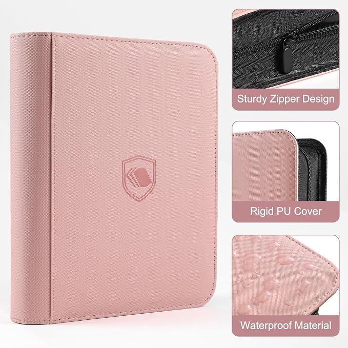 Toploader Binder, Holds 160 Toploaders, 100 Toploaders INCLUDED, 4-Pocket PU Cover Top Loader Binder for 3" x 4" Rigid Toploader, Ringless Double-Sided Toploader Card Binder for TCG, Sport Cards