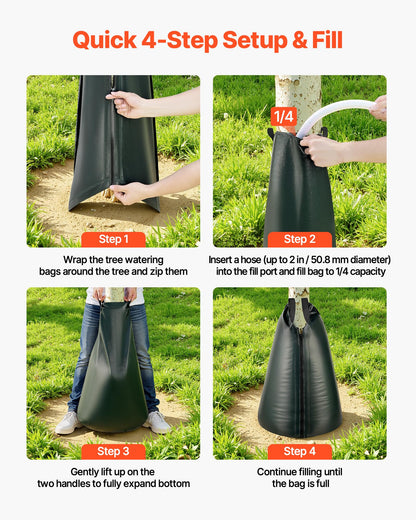 VEVOR Tree Watering Bags Slow Release 20 Gallon 25 Pack, 3-4 Hours Tree Water Bag, Heavy Duty PE Tree Drip Irrigation Gator Bag with Zipper, Durable & Reusable Deep Root Shrub Watering Bag