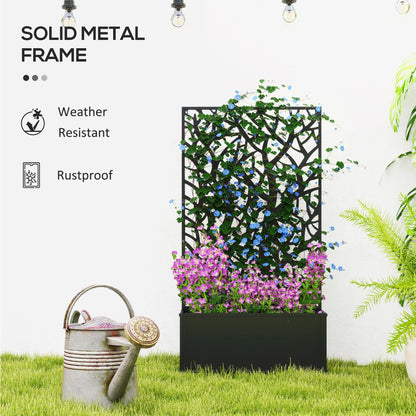 YBCHFGA Metal Raised Garden Bed with Privacy Panel