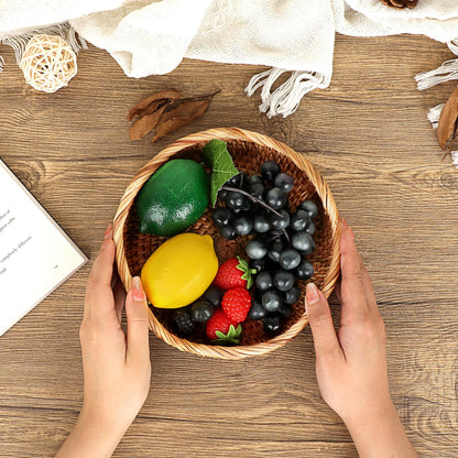 Hipiwe Round Key Basket Bowl for Entryway 7.3" Natural Rattan Fruit Bowl Woven Wicker Basket Serving Tray Rattan Organizer Decorative Baskets for Kitchen Counter Bedside Living Room
