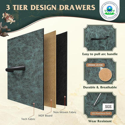 WLIVE Dresser for Bedroom with 8 Drawers, Wide Fabric Dresser for Storage and Organization, Bedroom Dressers, Chest of Drawers for Living Room, Closet, Hallway, Vintage Green