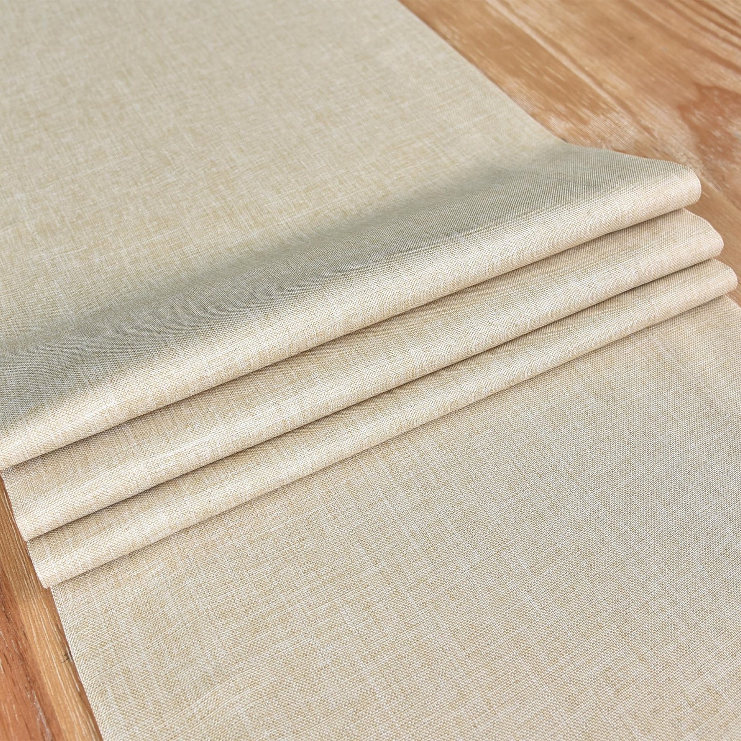 NEWISHER Farmhouse Rustic Table Runner Solid Beige Rectangular Table Runners Faux Linen Table Runner for Everyday Use Kitchen Dining Party Table 13x72 Inch