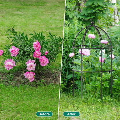 DoCred 3 Pack Plant Support, Plant Supports for Peonies Large Sturdy Grow-Through Steel Flower Support Trellis and Garden Decor | Best to Support Peonies, Baptisia, Sedum, Black